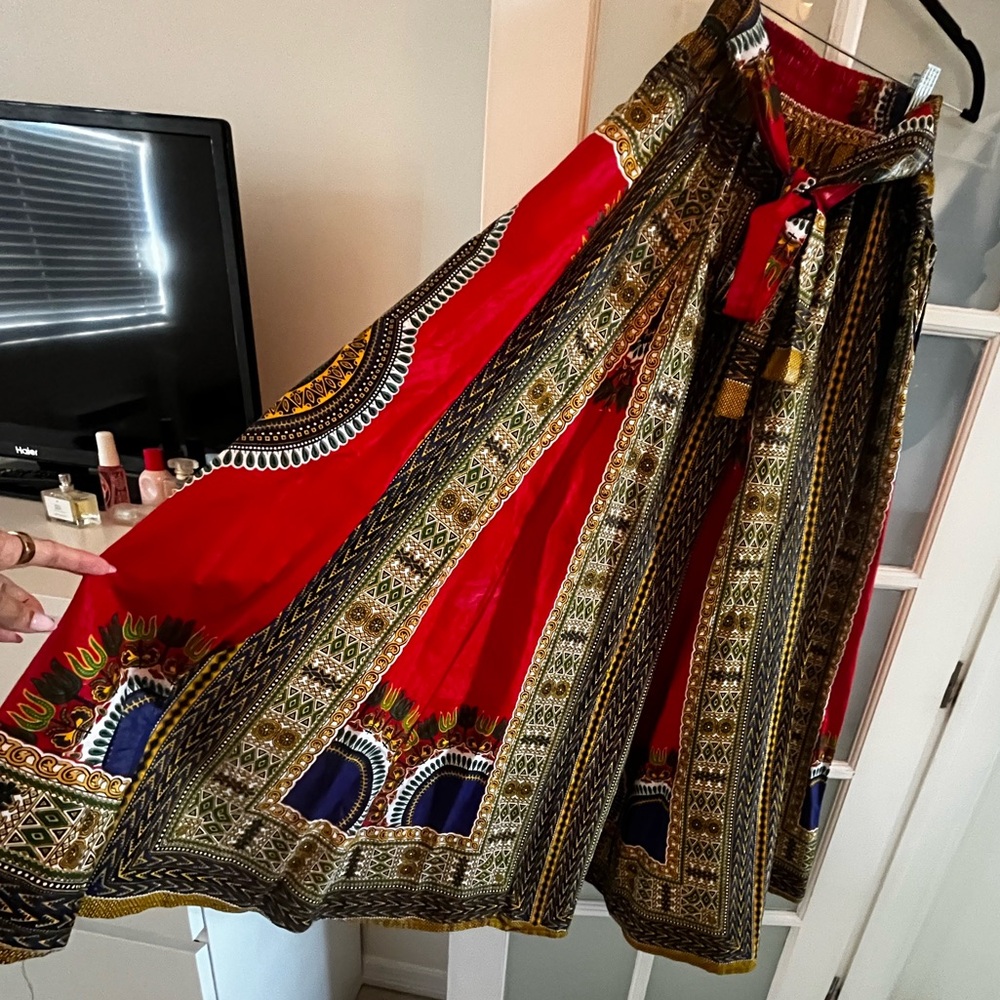 African Wax Print Dashiki Maxi Skirt w/ Matching Headscarf - Picture 2 of 4